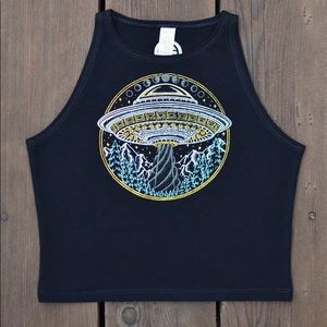 Alien 👽 UFO flying saucer crop top